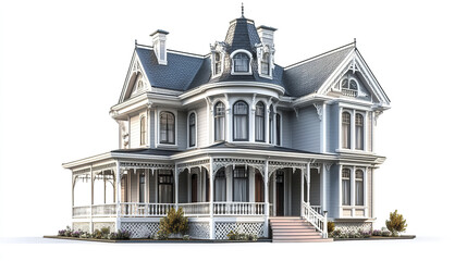 Fototapeta premium Victorian style house with ornate details on white background
