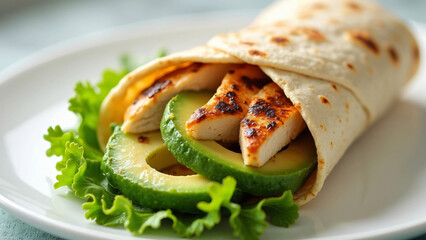 Fresh Avocado and Grilled Chicken Wrap