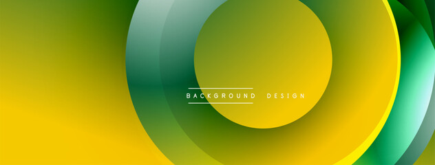 Layered circular shapes in vivid colors form a gradient-rich abstract design with smooth transitions, depth effects, and a modern, futuristic aesthetic