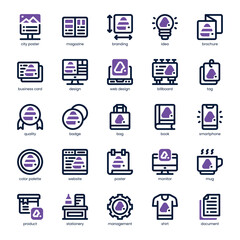 Business Identity Icon pack for your website, mobile, presentation, and logo design. Business Identity Icon dual tone design. Vector graphics illustration and editable stroke.