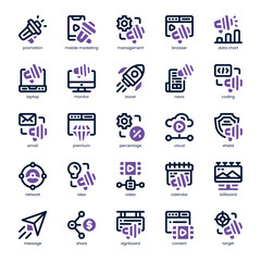 Marketing Campaign Icon pack for your website, mobile, presentation, and logo design. Marketing Campaign Icon dual tone design. Vector graphics illustration and editable stroke.