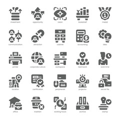 Office Culture Icon pack for your website, mobile, presentation, and logo design. Office Culture Icon solid design. Vector graphics illustration and editable stroke.