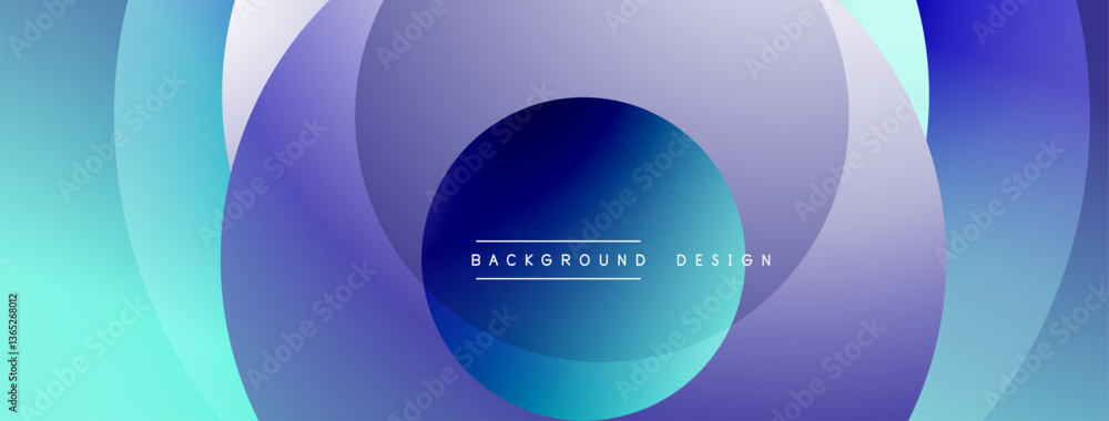 Poster Layered circular shapes in vivid colors form a gradient-rich abstract design with smooth transitions, depth effects, and a modern, futuristic aesthetic
