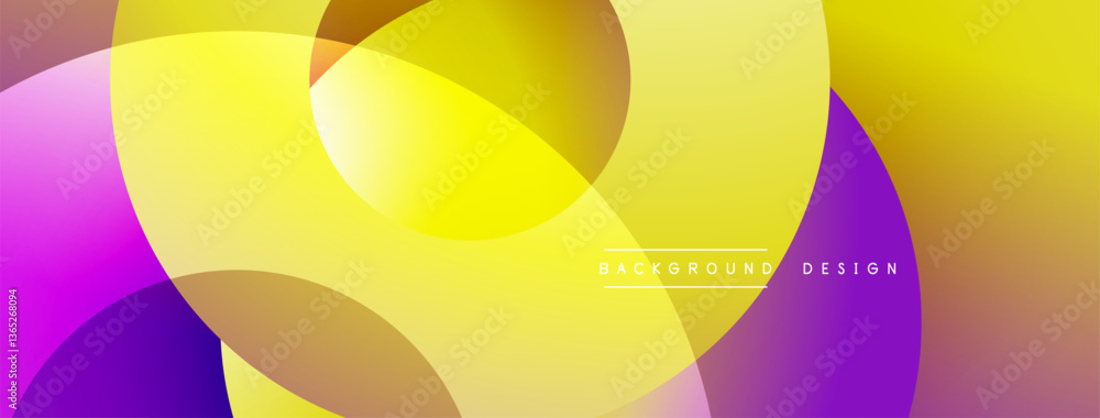 Aufkleber Layered circular shapes in vivid colors form a gradient-rich abstract design with smooth transitions, depth effects, and a modern, futuristic aesthetic