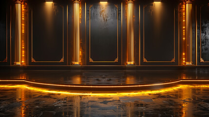 Obraz premium Elegant interior with golden accents and luxurious design, perfect for prestigious events.
