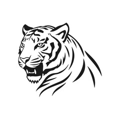 Tiger logo. Bold and fierce tiger head with sharp details, symbol of power, courage, and agility, ideal for branding and sports. Tiger logo, vector tiger, tribal tiger, tiger emblem, roaring tiger