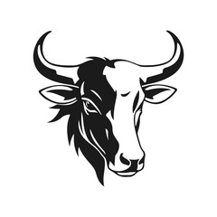 Bull logo. Stylized bull head with large horns, symbol of strength and determination, perfect for branding and sports. Bull logo, strong bull, vector bull, bull emblem, tribal bull