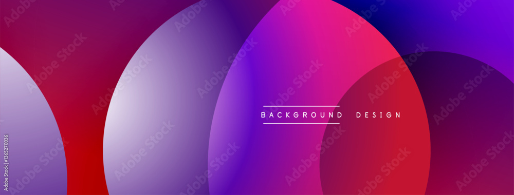Poster Layered circular shapes in vivid colors form a gradient-rich abstract design with smooth transitions, depth effects, and a modern, futuristic aesthetic