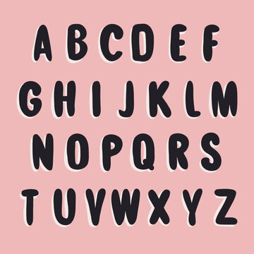 Playful Vector Alphabet Typographic Letters with Drop Shadow 