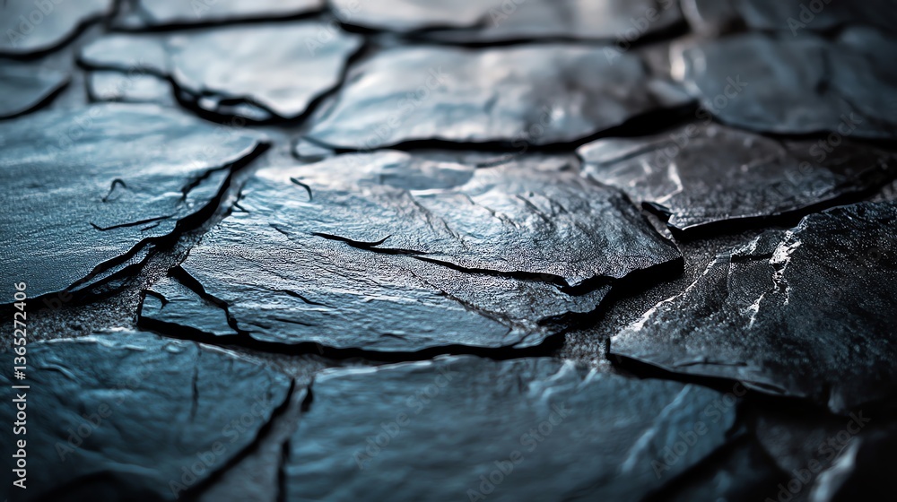 Poster close up of dark slate tiles forming a textured pattern