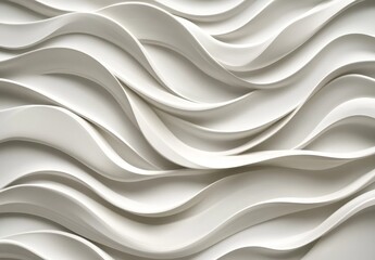 Obraz premium Abstract wavy, textured surface design. A smooth, light gray-white relief pattern, with flowing, undulating lines creating a dynamic visual effect