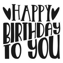Happy birthday greeting hand drawing typography party graphic text element
