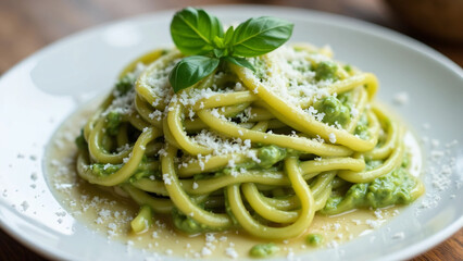 Avocado Pasta with Garlic and Parmesan Cheese