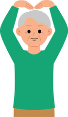  smiling senior man doing heart gesture illustration