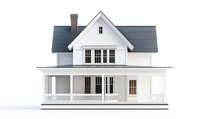 Classic house with porch on white background