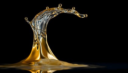 a yellow liquid splashing into the water