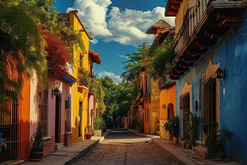Fototapeta premium Street in Mexico architecture outdoors building.