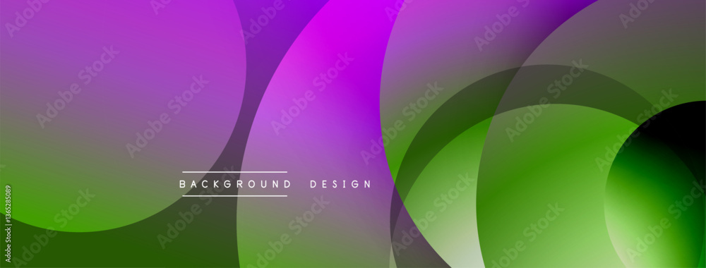 Poster Layered circular shapes in vivid colors form a gradient-rich abstract design with smooth transitions, depth effects, and a modern, futuristic aesthetic
