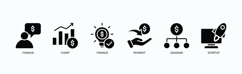 Smartbiz Icons Icon Set Isolated Vector Illustration Concept With Icon Of Finance, Chart, Finance, Payment, Diagram, Startup In Glyph Style