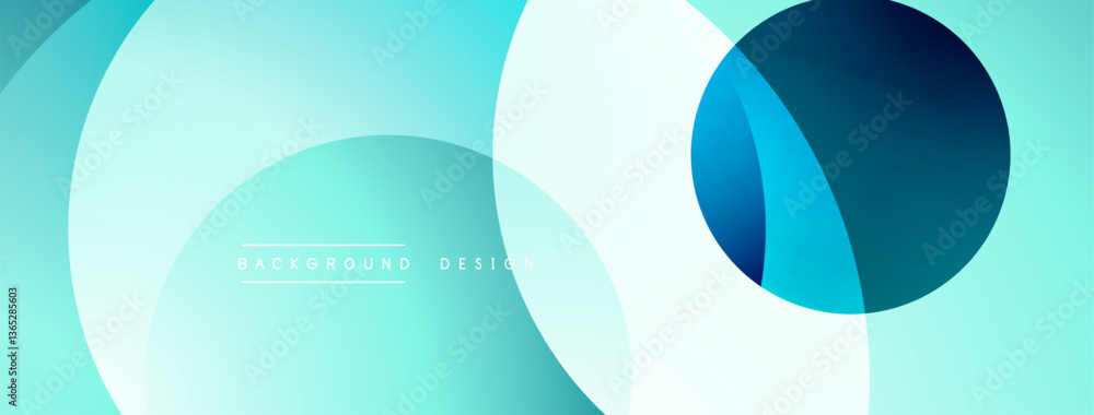 Poster Abstract composition with layered circular elements, blending gradients and soft transitions, creating a sense of depth, motion, and visual harmony