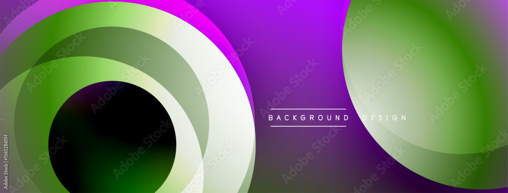 Poster Layered circular shapes in vivid colors form a gradient-rich abstract design with smooth transitions, depth effects, and a modern, futuristic aesthetic
