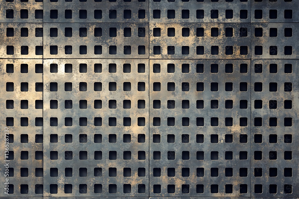 Poster a uniform gray background with scattered dots in varying dimensions.