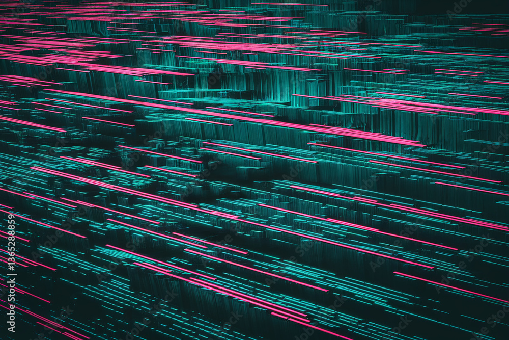 Aufkleber abstract image with teal and pink geometric shapes, creating a dynamic and energetic visual, represe