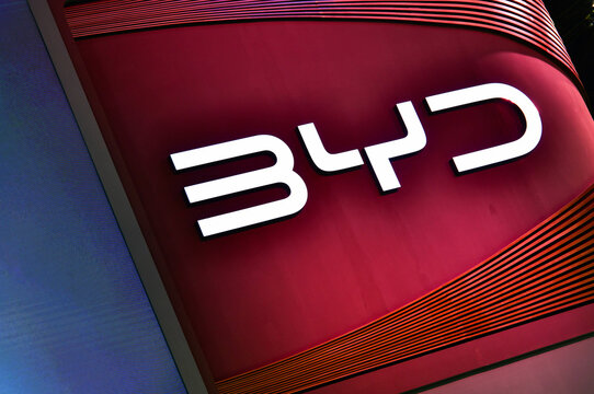 Thailand-March 26,2025: BYD Logo electric car Build Your Dream,at the 46 Bangkok International Motor Show