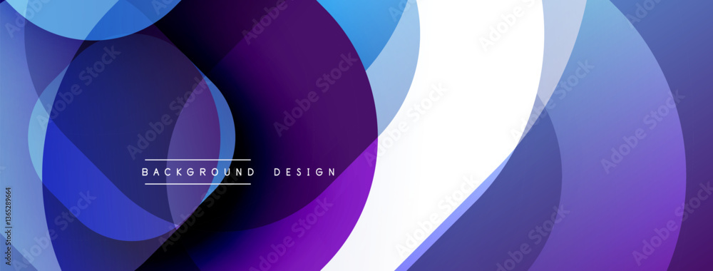 Aufkleber Circular abstract design with overlapping translucent circles and round shapes, blending gradients and smooth curves, creating depth, contrast, and a dynamic visual effect