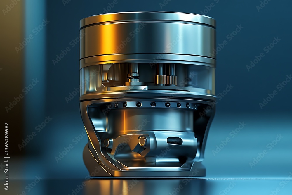 Aufkleber a digital 3d rendering of an advanced piston with illuminated accents.