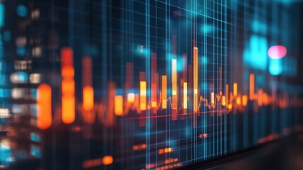 A digital bar chart on a computer screen, showing business performance data for the last five years.