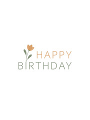 Birthday card on white background, floral
