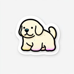 Obraz premium Adorable Cartoon Golden Retriever Puppy Sticker Design