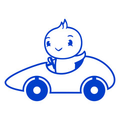 Duck Drives Fast Racing Car Sport Hobby Fun Cute Design Lover Art Vector Illustration Card T-Shirt Poster Sticker Graphic Print Decorative Drawing Isolated Logo Decoration Symbol Creative Cool Style
