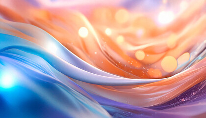 Silky abstract waves in pastel peach, coral, and lilac hues. Elegant flowing motion, soft lighting, and dreamy atmosphere. Ideal for backgrounds, design and branding
