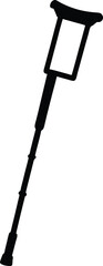 Forearm Crutch Silhouette on Transparent Background for Mobility Support Aid
