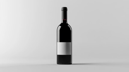 A single, isolated bottle of red wine, featuring a bold, modern label design, standing on a plain white background.