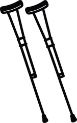 Crutches Isolated, Medical Mobility Aid, Assistance Equipment with Transparent Background