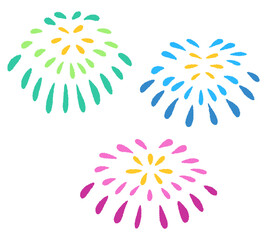 手書き風のかわいい打ち上げ花火3点セット
