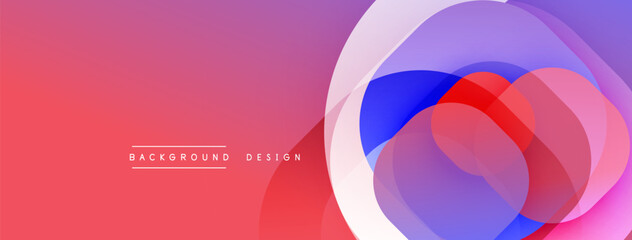 Obraz premium Circular abstract design with overlapping translucent circles and round shapes, blending gradients and smooth curves, creating depth, contrast, and a dynamic visual effect