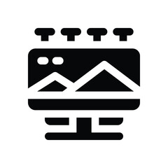 billboard glyph icon. Strong and solid vector icon for websites, mobile interfaces, presentations, and visual branding. High quality and easy to edit.