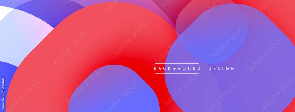 Poster Circular abstract design with overlapping translucent circles and round shapes, blending gradients and smooth curves, creating depth, contrast, and a dynamic visual effect