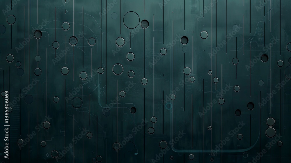 Poster abstract circuit pattern, dark teal background