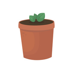 Young Vegetable Seedling in Terracotta Pot Vector Illustration