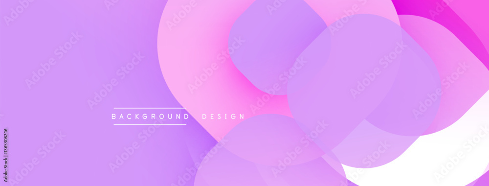 Poster Circular abstract design with overlapping translucent circles and round shapes, blending gradients and smooth curves, creating depth, contrast, and a dynamic visual effect