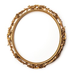Oval frame vintage jewelry photo white background.