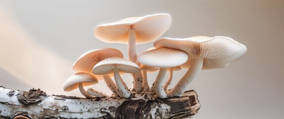 Stunning Pale Oyster Mushrooms Growing on Tree Trunk