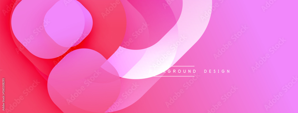 Poster Circular abstract design with overlapping translucent circles and round shapes, blending gradients and smooth curves, creating depth, contrast, and a dynamic visual effect