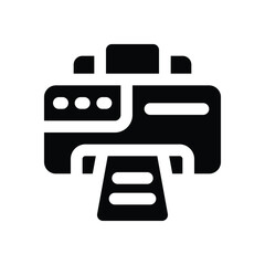 printer glyph icon. Strong and solid vector icon for websites, mobile interfaces, presentations, and visual branding. High quality and easy to edit.
