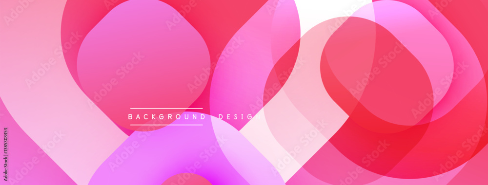 Poster Circular abstract design with overlapping translucent circles and round shapes, blending gradients and smooth curves, creating depth, contrast, and a dynamic visual effect